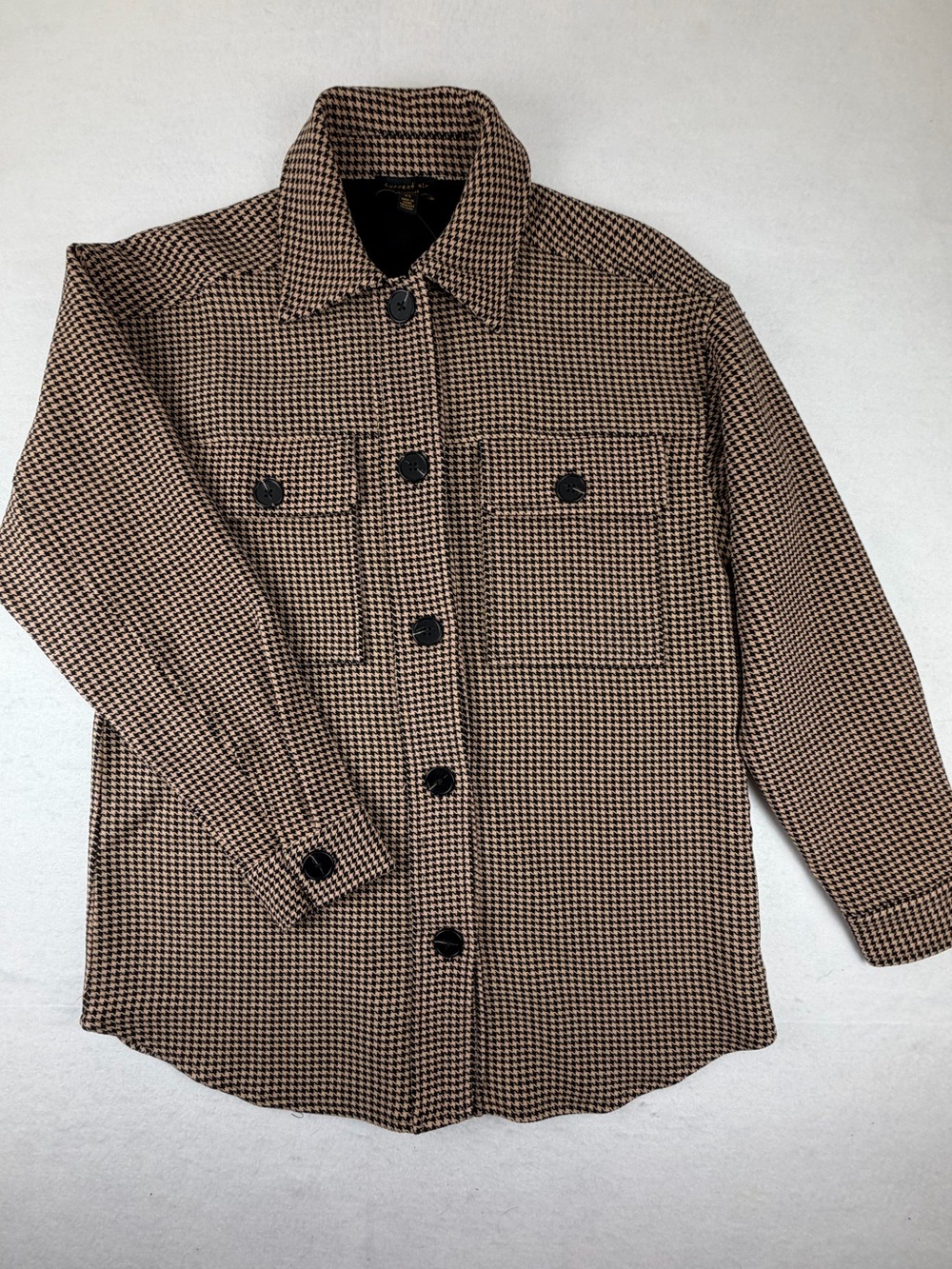 Current‎ Air Houndstooth Shirt Jacket XS NWT Shacket Neutral Plaid